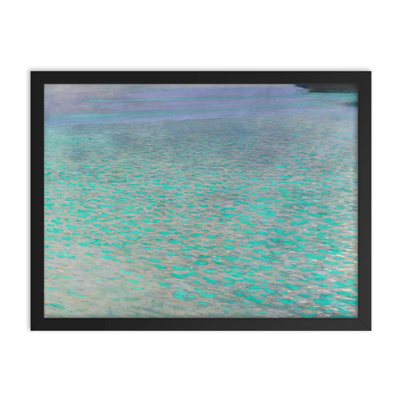 On Lake Attersee by Gustav Klimt, 1900 framed print on a plain backdrop in size 18