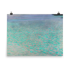 On Lake Attersee by Gustav Klimt, 1900 poster on a plain backdrop in size 8"x10".