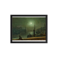 On the Clyde by John Atkinson Grimshaw, 1879 framed print on a plain backdrop in size 12"x16".