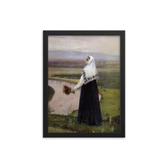 On the Mountains by Mikhail Nesterov framed print on a plain backdrop in size 12"x16".