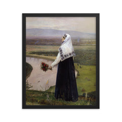 On the Mountains by Mikhail Nesterov framed print on a plain backdrop in size 16"x20".