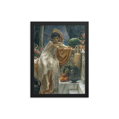 On the Temple Steps by Edward John Poynter framed print on a plain backdrop in size 12"x16".