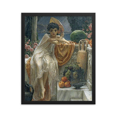 On the Temple Steps by Edward John Poynter framed print on a plain backdrop in size 16"x20".
