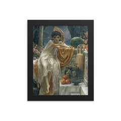 On the Temple Steps by Edward John Poynter framed print on a plain backdrop in size 8"x10".