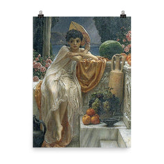 On the Temple Steps by Edward John Poynter poster on a plain backdrop in size 8"x10".