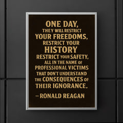 One day they will restrict your freedoms Ronald Reagan quote poster 5