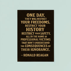 One day they will restrict your freedoms Ronald Reagan quote poster 8