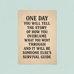 One day you will tell the story of how you overcame what you went through and it will be someone else's survival guide poster 8