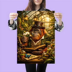 Orangutan botanist in Victorian greenhouse poster 3