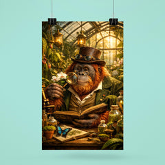 Orangutan botanist in Victorian greenhouse poster 6