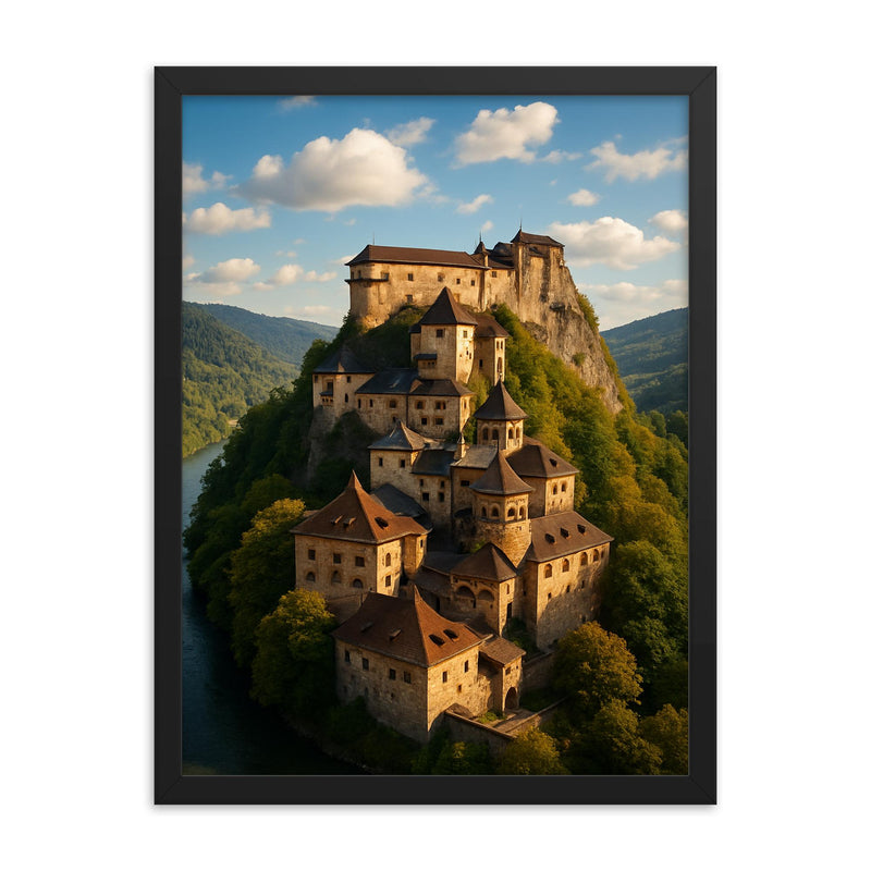 Orava Castle Slovakia framed print on a plain backdrop in size 18