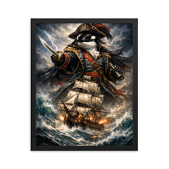 Orca admiral above storm tossed frigate framed print on a plain backdrop in size 16"x20".