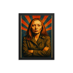 Oriana Fallaci framed print on a plain backdrop in size 12"x16".