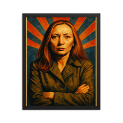 Oriana Fallaci framed print on a plain backdrop in size 16"x20".