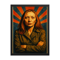 Oriana Fallaci framed print on a plain backdrop in size 18"x24".