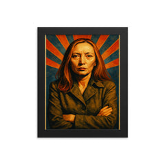 Oriana Fallaci framed print on a plain backdrop in size 8"x10".