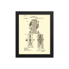 Original patent for the electro magnetic motor by Nikola Tesla framed print on a plain backdrop in size 8"x10".