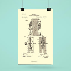 Original patent for the electro magnetic motor by Nikola Tesla poster 6