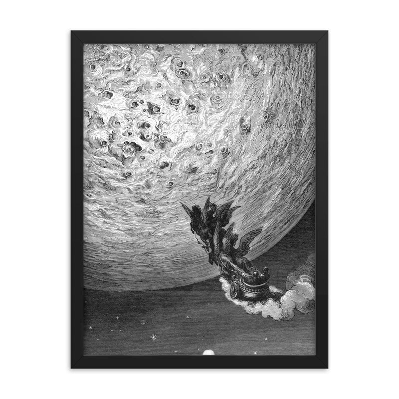 Orlando Furioso by Gustave Dore, 1879 framed print on a plain backdrop in size 18