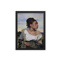 Orphan Girl at the Cemetery by Eugene Delacroix framed print on a plain backdrop in size 12"x16".