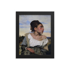 Orphan Girl at the Cemetery by Eugene Delacroix framed print on a plain backdrop in size 8"x10".
