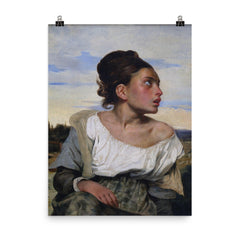 Orphan Girl at the Cemetery by Eugene Delacroix poster on a plain backdrop in size 8"x10".