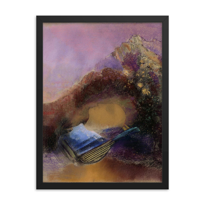 Orpheus by Odilon Redon framed print on a plain backdrop in size 18