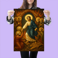 Orthodox harrowing of hell with shattered bronze gates poster 3