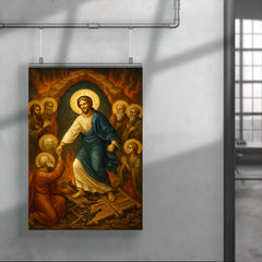 Orthodox harrowing of hell with shattered bronze gates poster 4