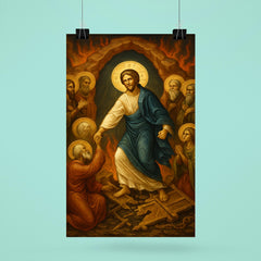 Orthodox harrowing of hell with shattered bronze gates poster 6