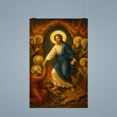 Orthodox harrowing of hell with shattered bronze gates poster 9