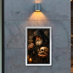 Orthodox monk with skull and prayer rope poster 2