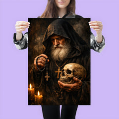 Orthodox monk with skull and prayer rope poster 3