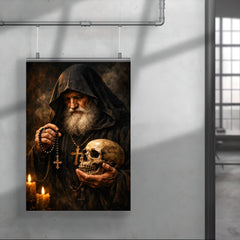Orthodox monk with skull and prayer rope poster 4