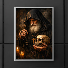 Orthodox monk with skull and prayer rope poster 5
