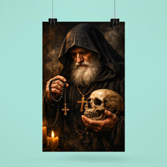Orthodox monk with skull and prayer rope poster 6
