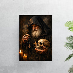 Orthodox monk with skull and prayer rope poster 7