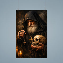 Orthodox monk with skull and prayer rope poster 9