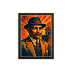 Oscar Micheaux framed print on a plain backdrop in size 12"x16".