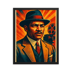 Oscar Micheaux framed print on a plain backdrop in size 16"x20".