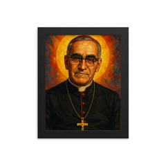 Oscar Romero framed print on a plain backdrop in size 8"x10".
