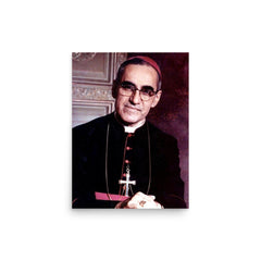 Oscar Romero poster on a plain backdrop in size 12"x16".