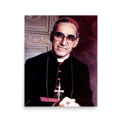 Oscar Romero poster on a plain backdrop in size 16"x20".