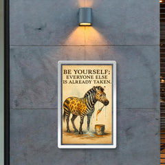 Oscar Wilde be yourself quote zebra painting over stripes inspiring poster 2