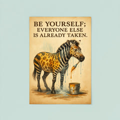 Oscar Wilde be yourself quote zebra painting over stripes inspiring poster 8