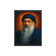 Osho Rajneesh framed print on a plain backdrop in size 12"x16".