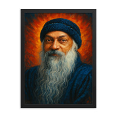 Osho Rajneesh framed print on a plain backdrop in size 18"x24".