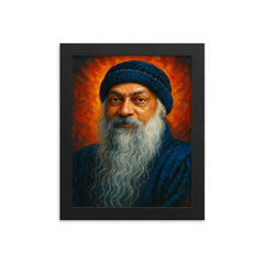 Osho Rajneesh framed print on a plain backdrop in size 8"x10".