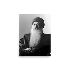 Osho Rajneesh poster on a plain backdrop in size 12"x16".