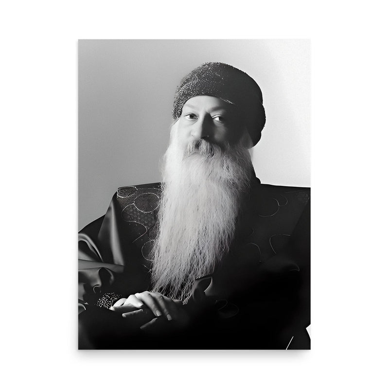 Osho Rajneesh poster on a plain backdrop in size 18